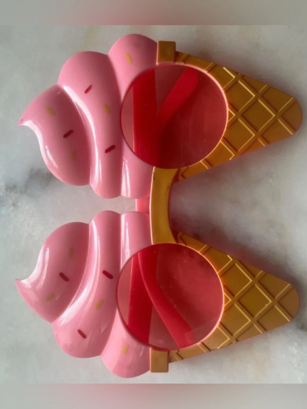 Ice Cream Cone Novelty Sunglasses - Pink and Yellow